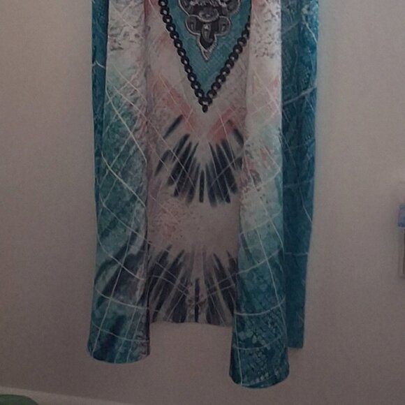 NEW COLORFUL ETHNIC STYLE 11.5" ADJUSTABLE SPAGHETTI STRAPS WOMAN'S DRESS 54"L - Picture 7 of 7